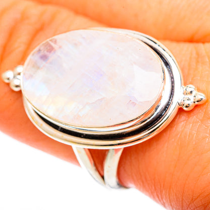 Rainbow Moonstone Rings handcrafted by Ana Silver Co - RING109249