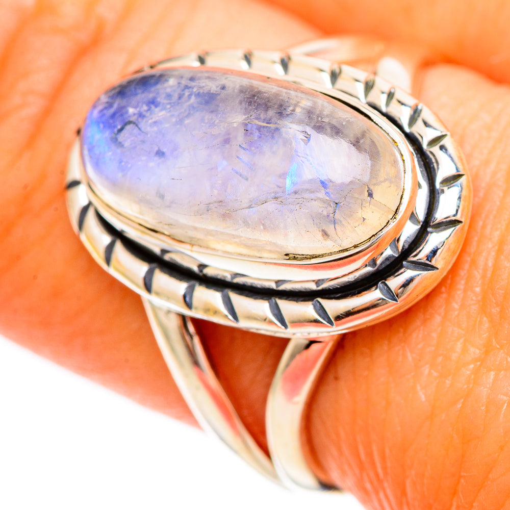 Rainbow Moonstone Rings handcrafted by Ana Silver Co - RING109251