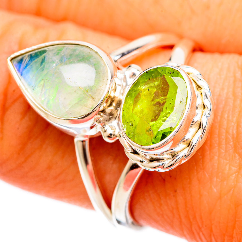 Rainbow Moonstone Rings handcrafted by Ana Silver Co - RING109265