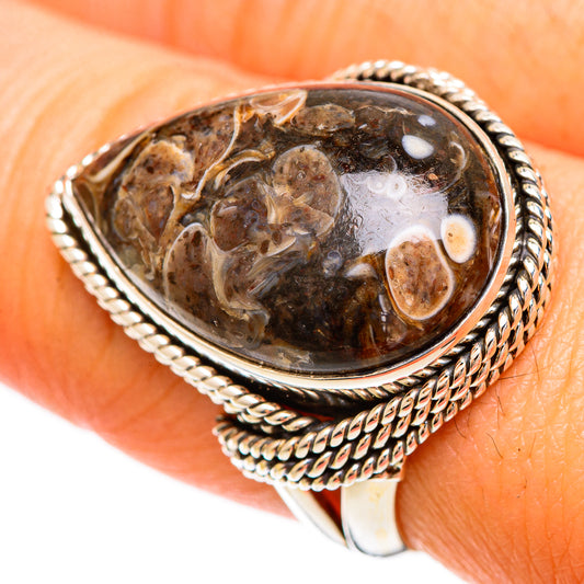 Turritella Agate Rings handcrafted by Ana Silver Co - RING109267