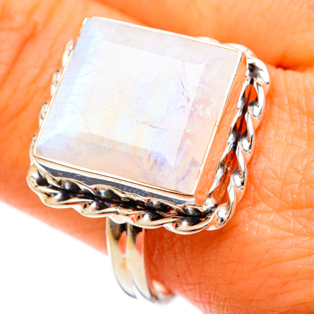 Rainbow Moonstone Rings handcrafted by Ana Silver Co - RING109279
