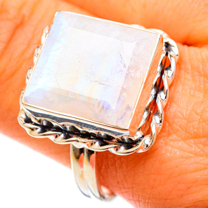 Rainbow Moonstone Rings handcrafted by Ana Silver Co - RING109279