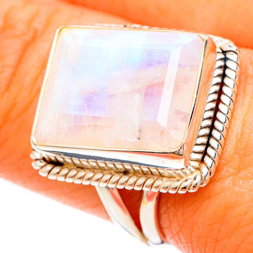 Rainbow Moonstone Rings handcrafted by Ana Silver Co - RING109280