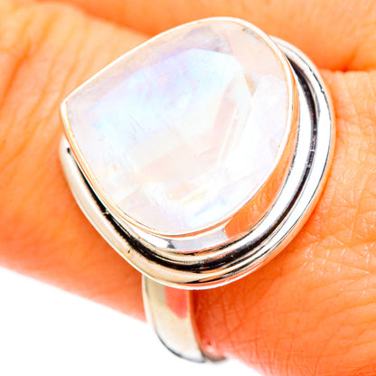 Rainbow Moonstone Rings handcrafted by Ana Silver Co - RING109281