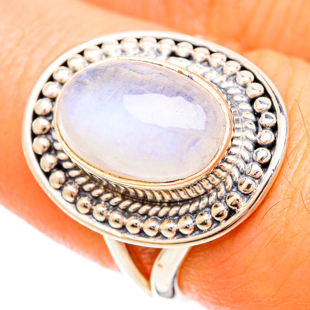 Rainbow Moonstone Rings handcrafted by Ana Silver Co - RING109283