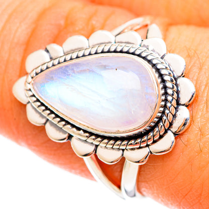 Rainbow Moonstone Rings handcrafted by Ana Silver Co - RING109284