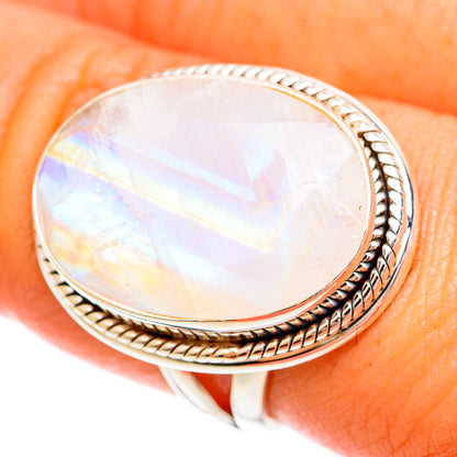 Rainbow Moonstone Rings handcrafted by Ana Silver Co - RING109285