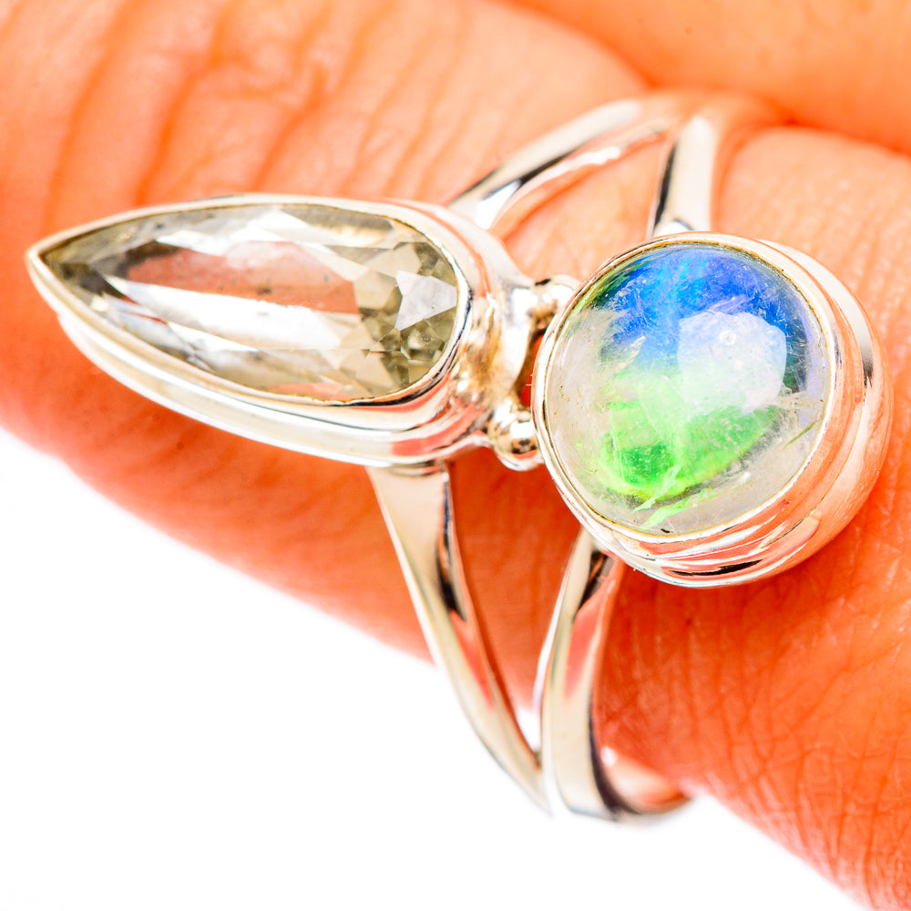 Green Moonstone Rings handcrafted by Ana Silver Co - RING109298
