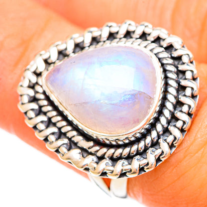 Rainbow Moonstone Rings handcrafted by Ana Silver Co - RING109311