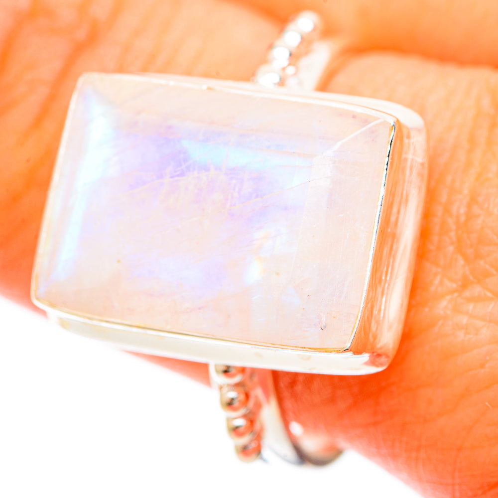 Rainbow Moonstone Rings handcrafted by Ana Silver Co - RING109312