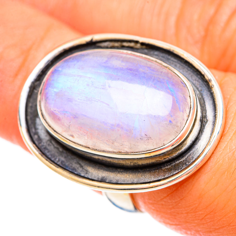 Rainbow Moonstone Rings handcrafted by Ana Silver Co - RING109313