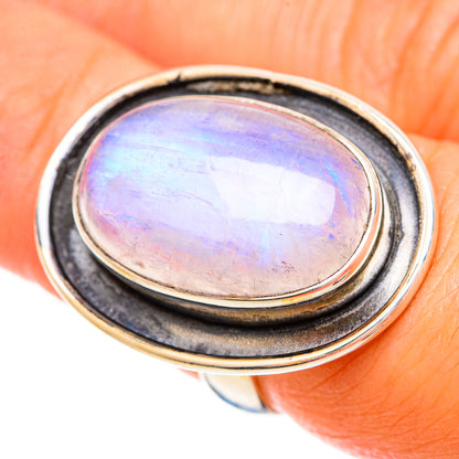 Rainbow Moonstone Rings handcrafted by Ana Silver Co - RING109313