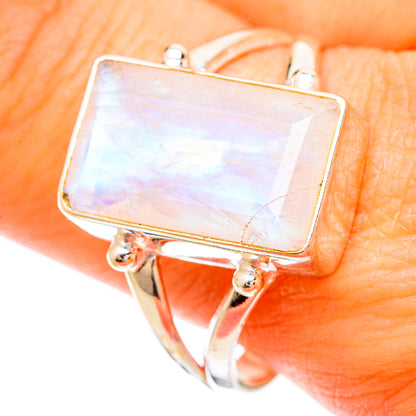 Rainbow Moonstone Rings handcrafted by Ana Silver Co - RING109314