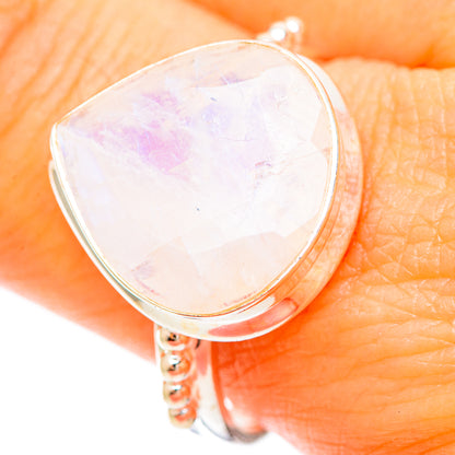 Rainbow Moonstone Rings handcrafted by Ana Silver Co - RING109315