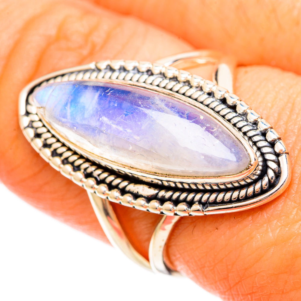 Rainbow Moonstone Rings handcrafted by Ana Silver Co - RING109317