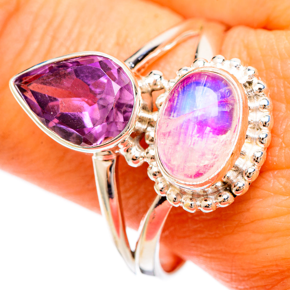 Pink Moonstone Rings handcrafted by Ana Silver Co - RING109318