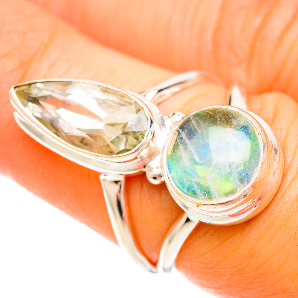 Green Moonstone Rings handcrafted by Ana Silver Co - RING109329
