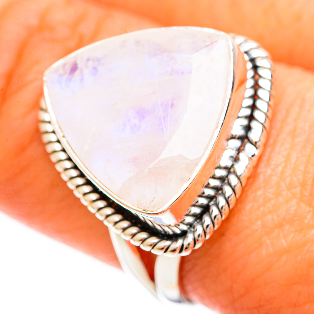 Rainbow Moonstone Rings handcrafted by Ana Silver Co - RING109342