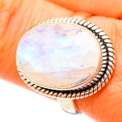 Rainbow Moonstone Rings handcrafted by Ana Silver Co - RING109345