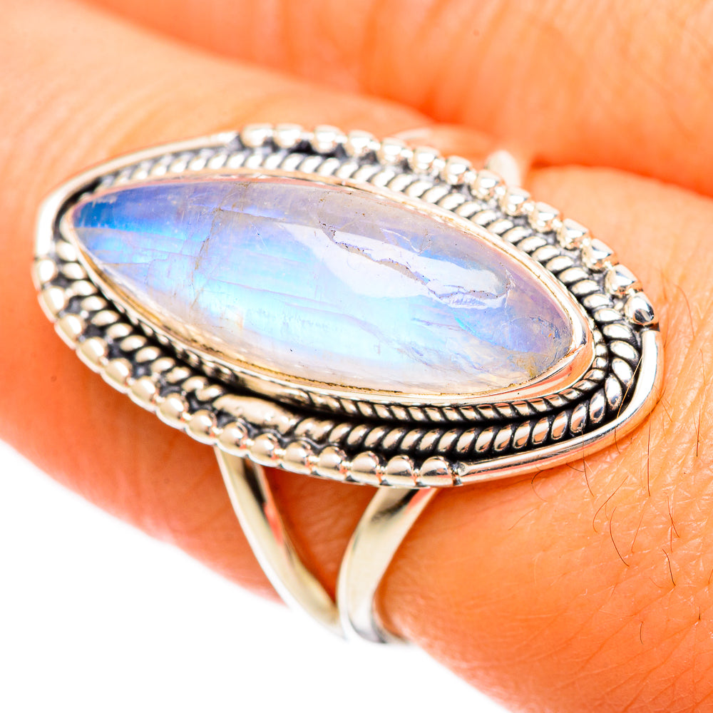 Rainbow Moonstone Rings handcrafted by Ana Silver Co - RING109346
