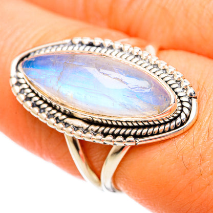 Rainbow Moonstone Rings handcrafted by Ana Silver Co - RING109346