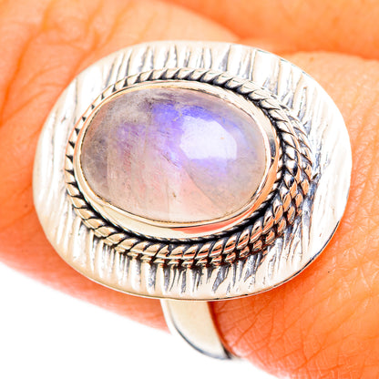 Rainbow Moonstone Rings handcrafted by Ana Silver Co - RING109347