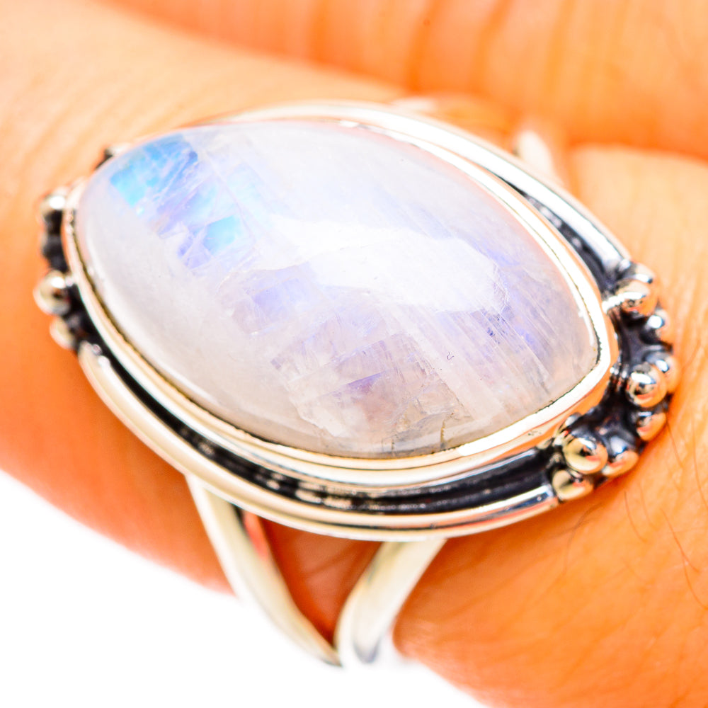 Rainbow Moonstone Rings handcrafted by Ana Silver Co - RING109374