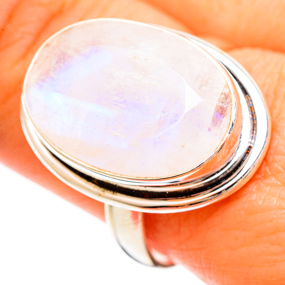 Rainbow Moonstone Rings handcrafted by Ana Silver Co - RING109375