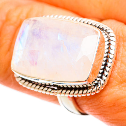 Rainbow Moonstone Rings handcrafted by Ana Silver Co - RING109376