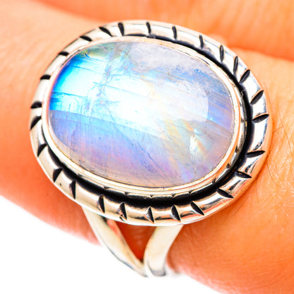 Rainbow Moonstone Rings handcrafted by Ana Silver Co - RING109377