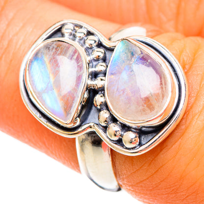 Rainbow Moonstone Rings handcrafted by Ana Silver Co - RING109378