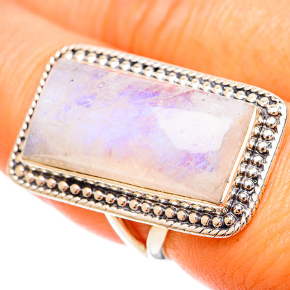 Rainbow Moonstone Rings handcrafted by Ana Silver Co - RING109406