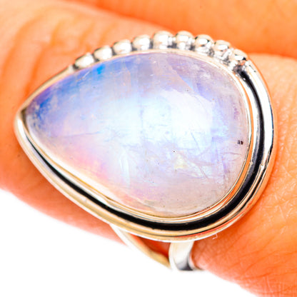 Rainbow Moonstone Rings handcrafted by Ana Silver Co - RING109407