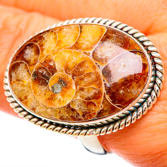 Ammonite Fossil Rings handcrafted by Ana Silver Co - RING109429
