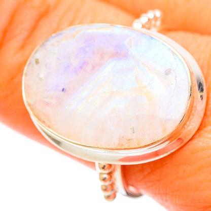 Rainbow Moonstone Rings handcrafted by Ana Silver Co - RING109447
