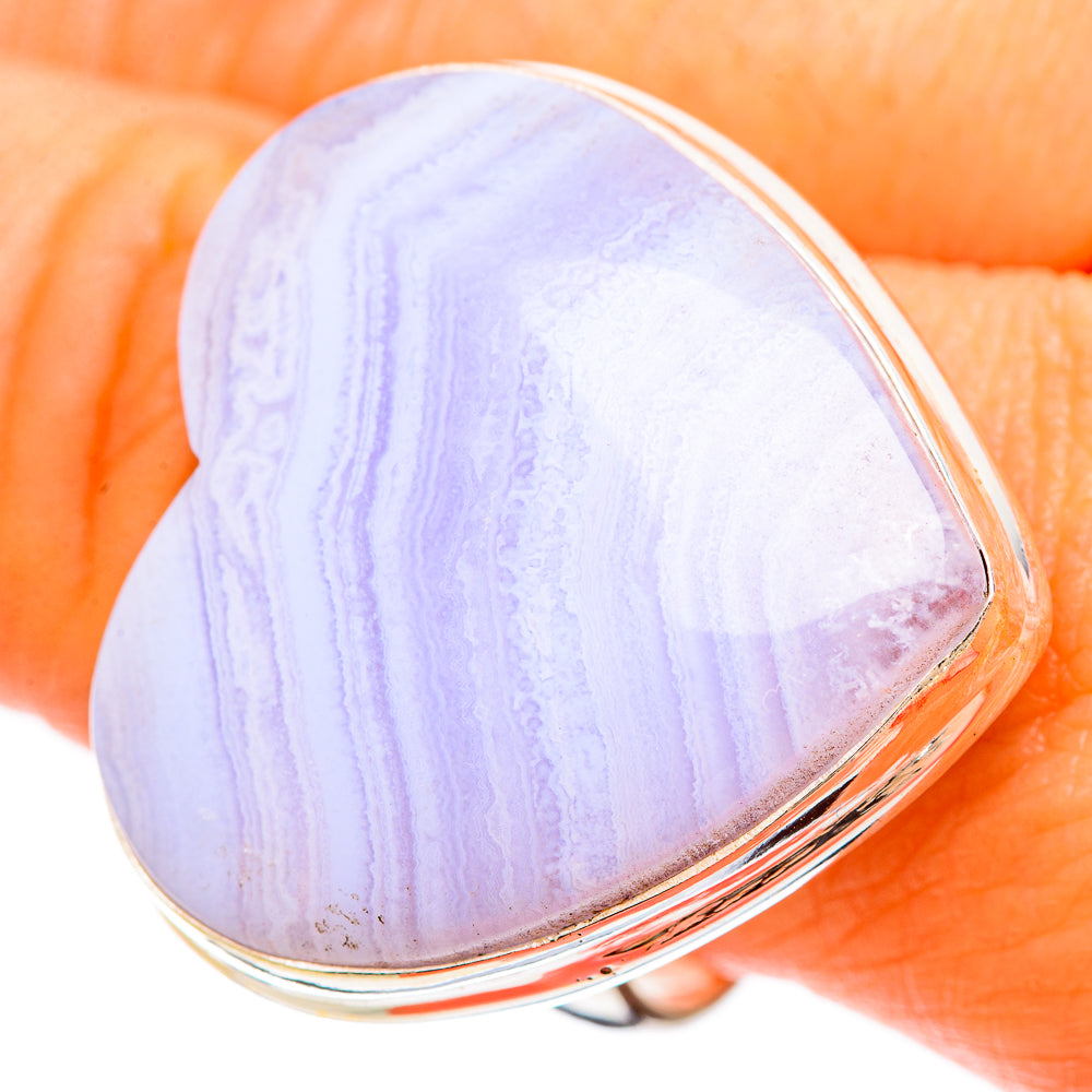 Blue Lace Agate Rings handcrafted by Ana Silver Co - RING109448
