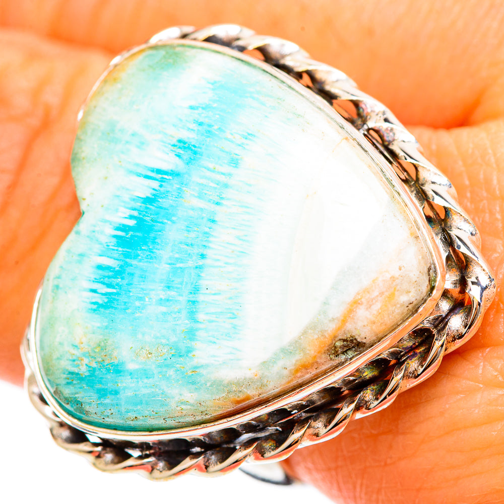 Peruvian Amazonite Rings handcrafted by Ana Silver Co - RING109465