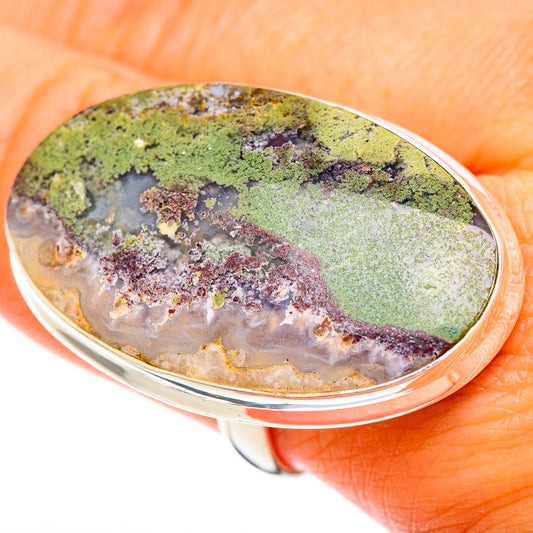 Green Moss Agate Rings handcrafted by Ana Silver Co - RING109466