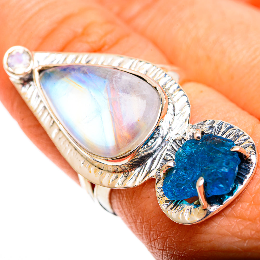 Rainbow Moonstone Rings handcrafted by Ana Silver Co - RING109495
