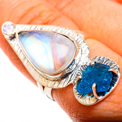 Rainbow Moonstone Rings handcrafted by Ana Silver Co - RING109495
