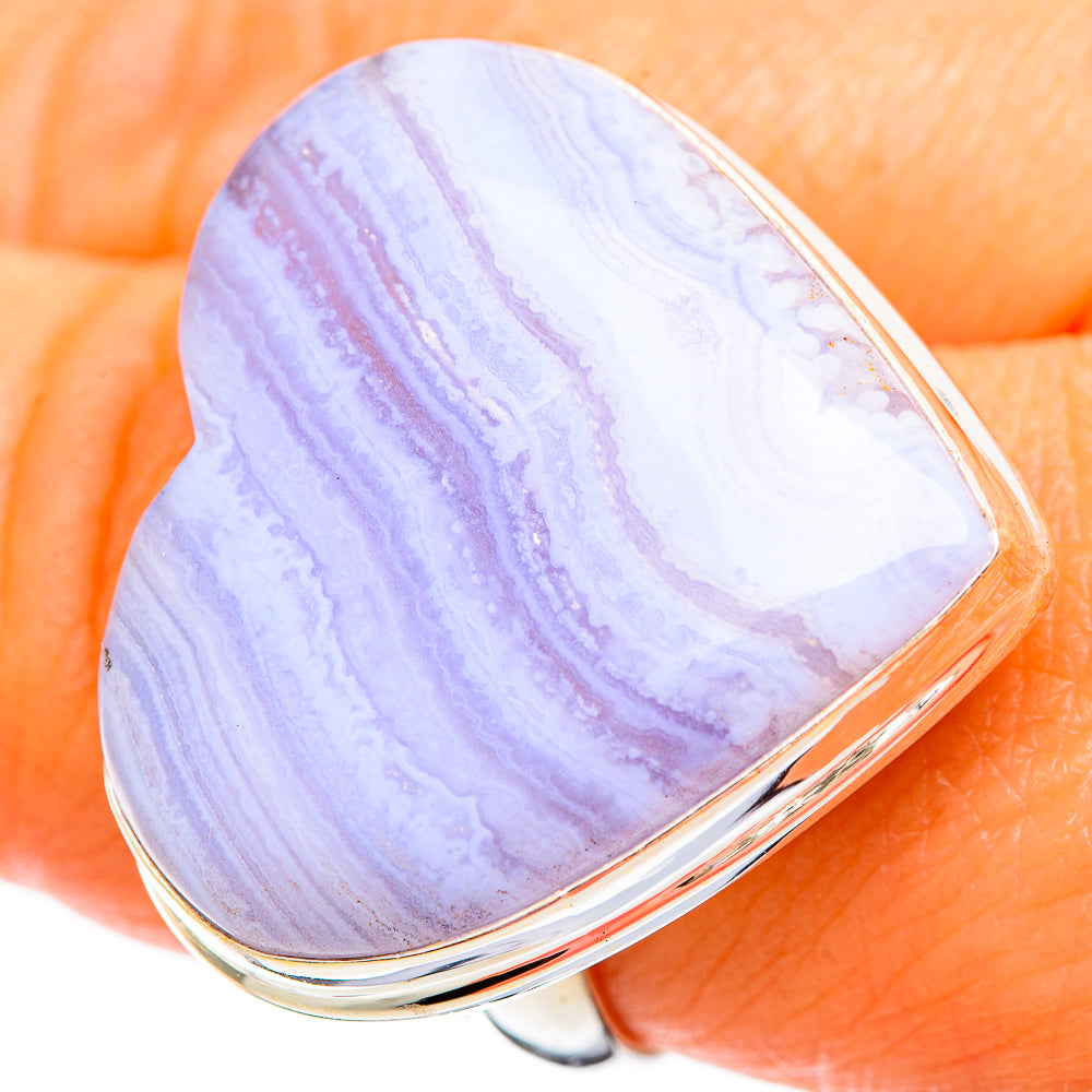 Blue Lace Agate Rings handcrafted by Ana Silver Co - RING109528