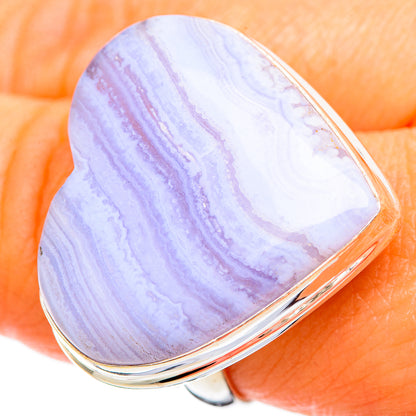 Blue Lace Agate Rings handcrafted by Ana Silver Co - RING109528