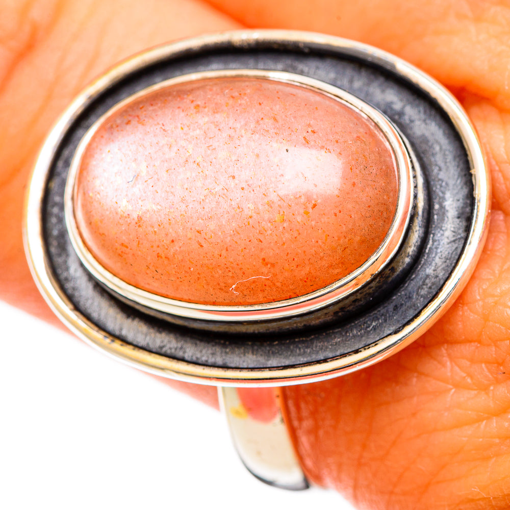 Peach Moonstone Rings handcrafted by Ana Silver Co - RING109544