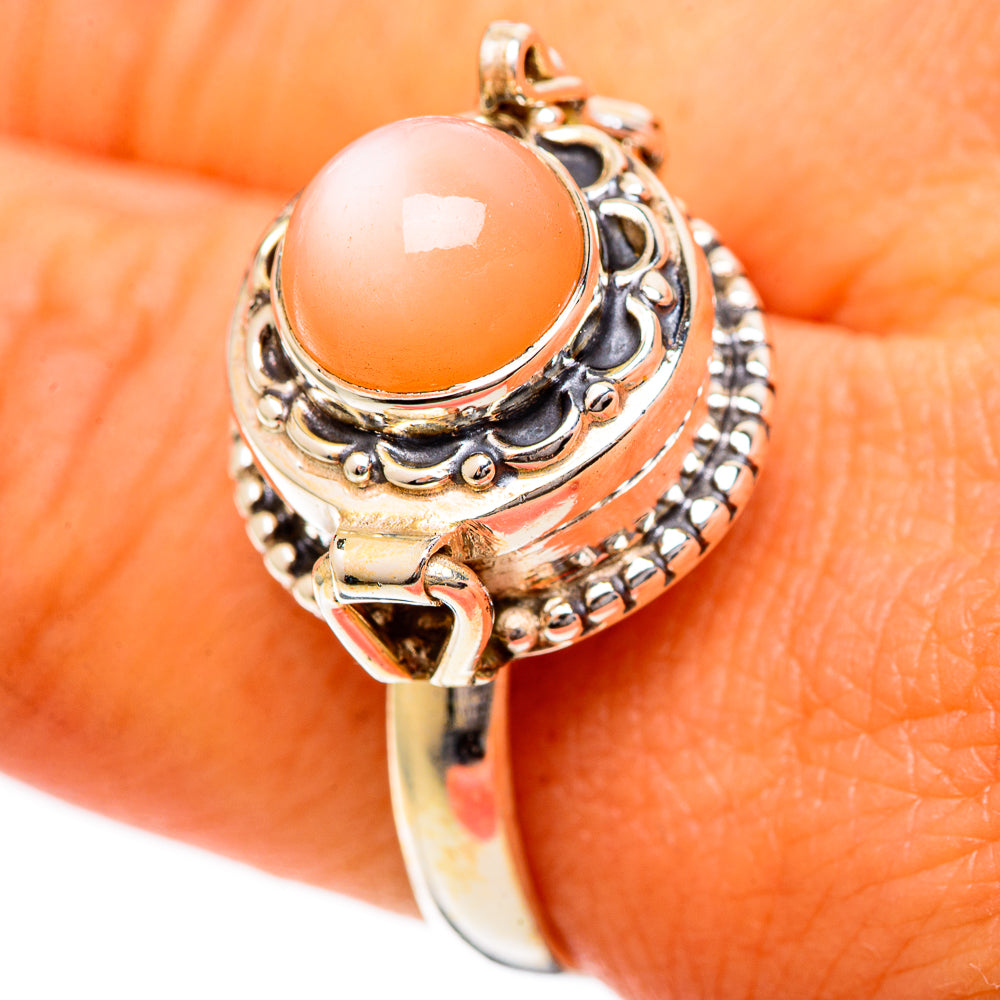 Peach Moonstone Rings handcrafted by Ana Silver Co - RING109545