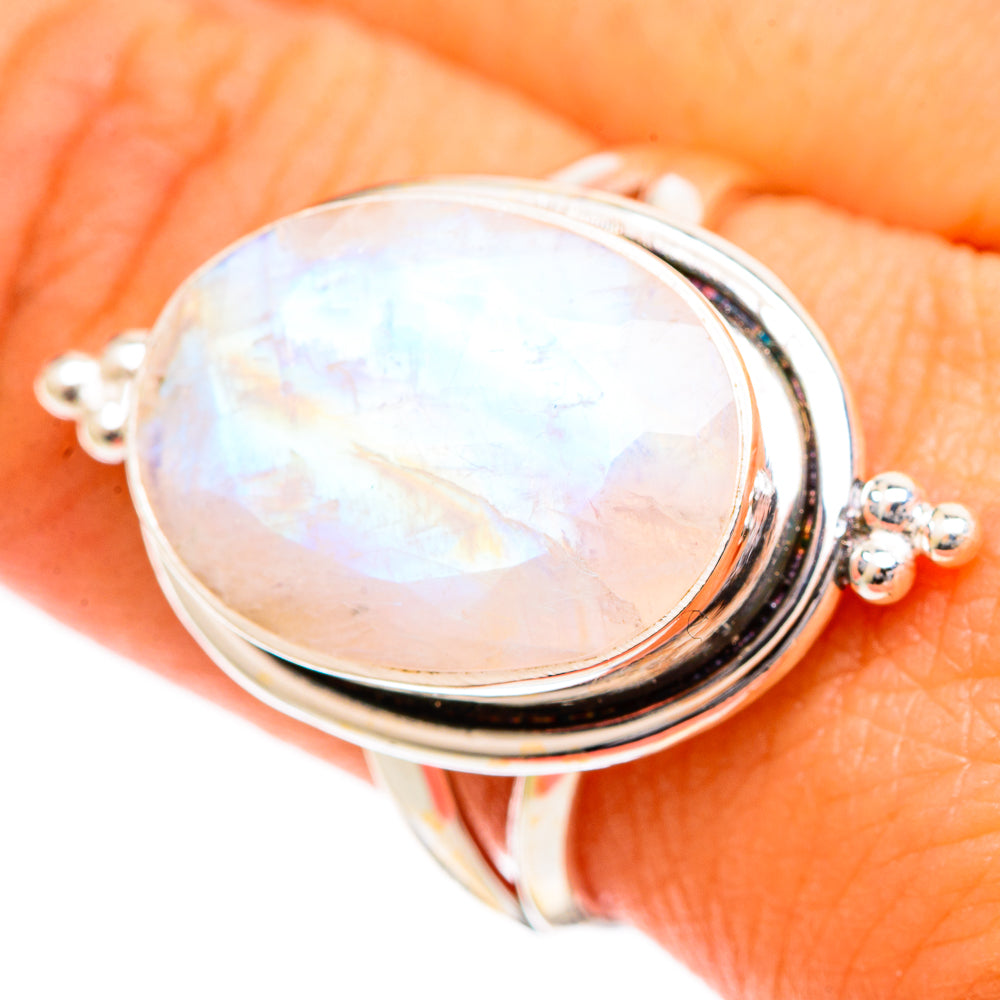 Rainbow Moonstone Rings handcrafted by Ana Silver Co - RING109556