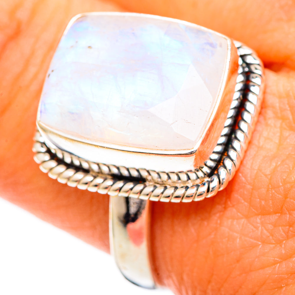 Rainbow Moonstone Rings handcrafted by Ana Silver Co - RING109559