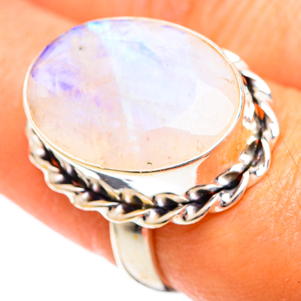 Rainbow Moonstone Rings handcrafted by Ana Silver Co - RING109560