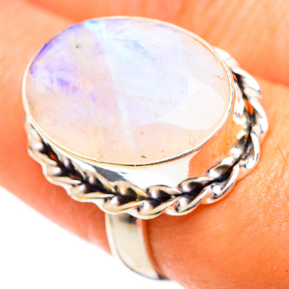 Rainbow Moonstone Rings handcrafted by Ana Silver Co - RING109560