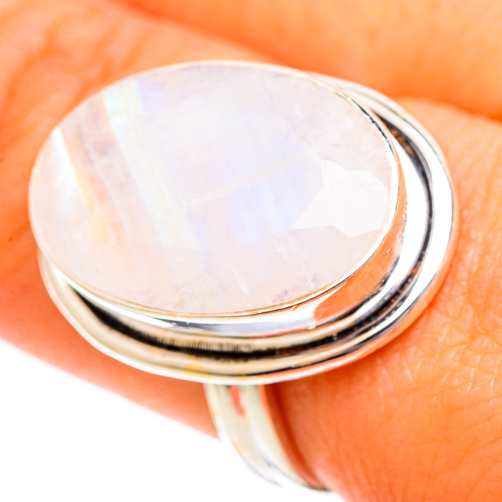 Rainbow Moonstone Rings handcrafted by Ana Silver Co - RING109584
