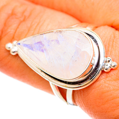 Rainbow Moonstone Rings handcrafted by Ana Silver Co - RING109585